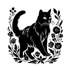 cat svg, cat floral svg, car lover svg, animal svg bundle, domestic pet svg, cat mom svg, cat bundle svg, cat mama svg, cat printable svg, flower svg, plant svg, floral svg, silhouette cat, cat, anima