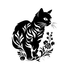 cat svg, cat floral svg, car lover svg, animal svg bundle, domestic pet svg, cat mom svg, cat bundle svg, cat mama svg, cat printable svg, flower svg, plant svg, floral svg, silhouette cat, cat, anima