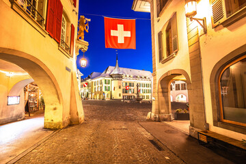 Town of Thun square and architecture evening view