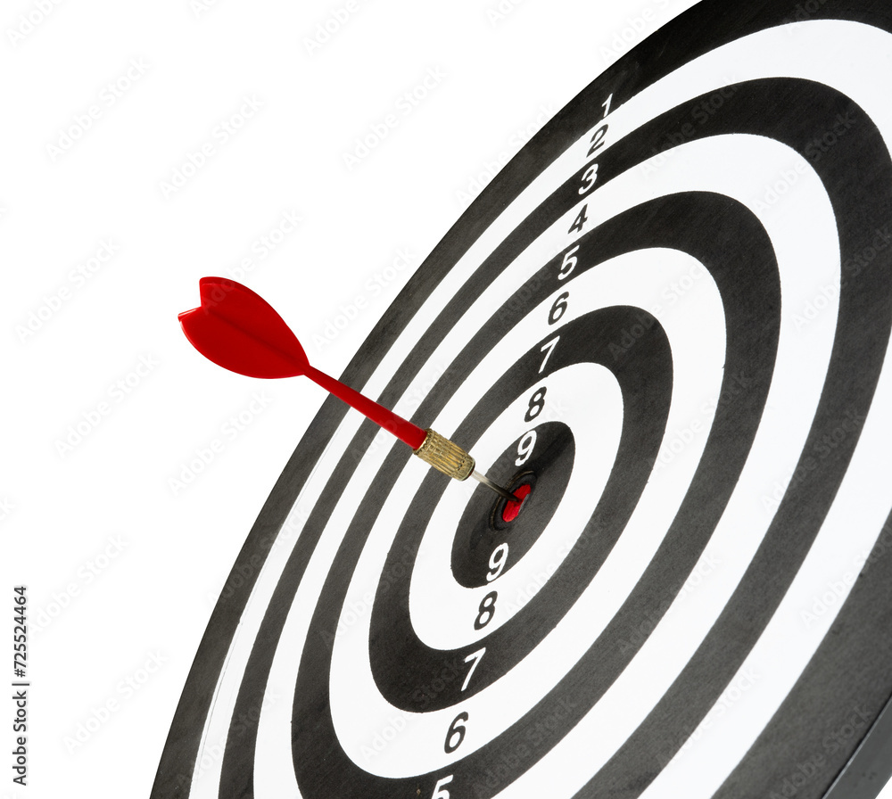 Poster dart hitting target isolated