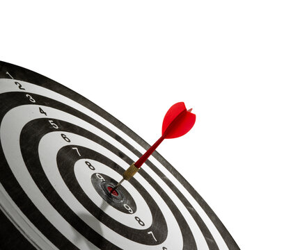 red dart hitting target isolated