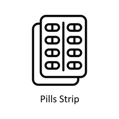 Pills Strip vector outline icon style illustration. EPS 10 File