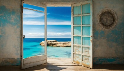 sea view from an old abandoned building