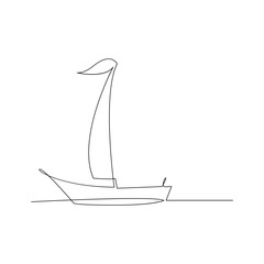 Vector continuous one line drawing of sailboat best use for logo poster banner stock illustration and minimal. Vector continuous one line drawing of sailboat concept of travel tourism 