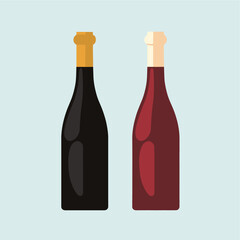 Wine and champagne bottles vector
