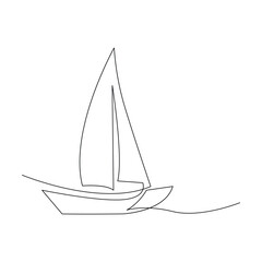 Vector continuous one line drawing of sailboat best use for logo poster banner stock illustration and minimal. Vector continuous one line drawing of sailboat concept of travel tourism 