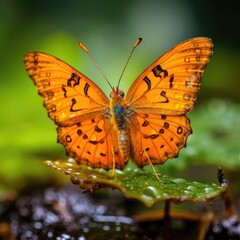 Obraz premium Butterfly on the branches of tree in good weather day.