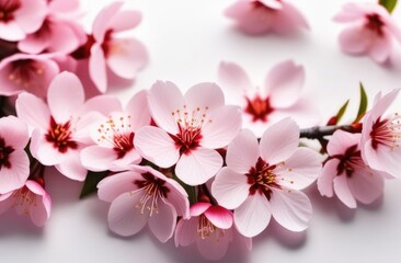 Sakura flowers on a white background. A place for the text. Postcard.