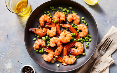 Capture the essence of Peppered Shrimp in a mouthwatering food photography shot