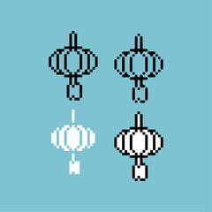 Pixel art outline sets icon of lunar lantern variation color. Lantern icon on pixelated style. 8bits perfect for game asset or design asset element for your game design. Simple pixel art icon asset.