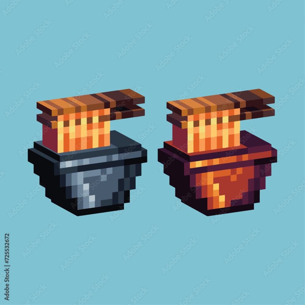 Poster isometric pixel art 3d of noodle icon for items asset. chinese noodle icon on pixelated style.8bits 
