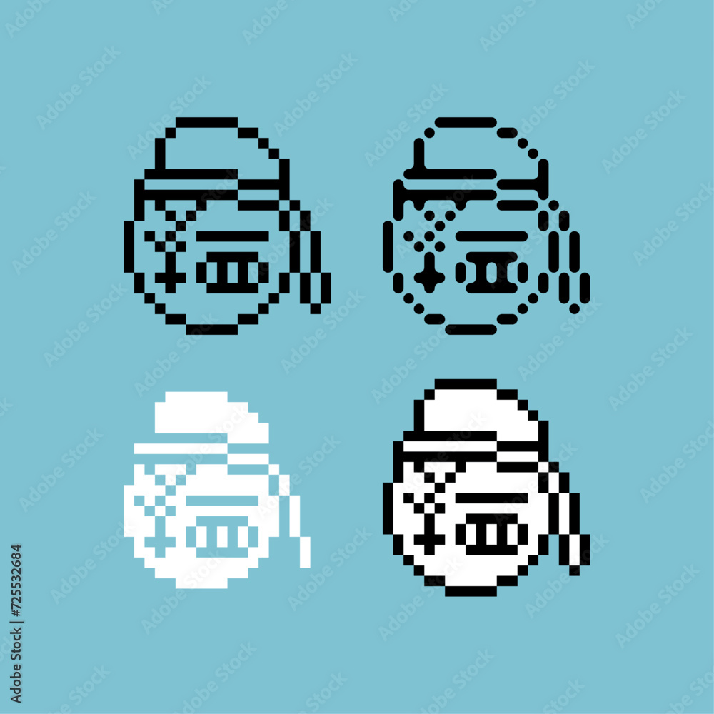 Poster pixel art outline sets icon of money bags variation color. pouch coin icon on pixelated style. 8bits