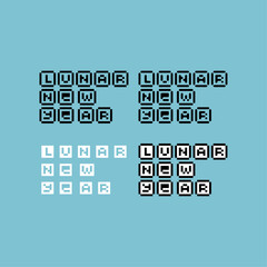 Pixel art outline sets icon of lunar variation color. lunar new year icon on pixelated style. 8bits perfect for game asset or design asset element for your game design. Simple pixel art icon asset.