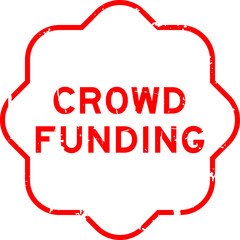 Grunge red crowd funding word rubber seal stamp on white background