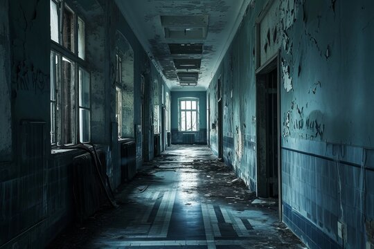 Halloween concept, scary abandoned hospital