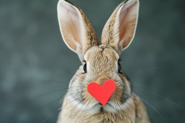 Rabbit With Paper Heart On Its Nose Looks Utterly Adorable. Сoncept Animal Photography, Cute Animals, Heartwarming Moments