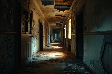 Obraz premium Halloween concept, scary abandoned hospital