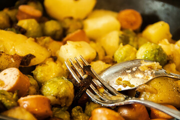 Brussels sprouts potato casserole Homemade and easy oven dish at Christmas time