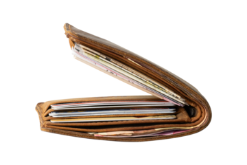 leather wallet with license and money