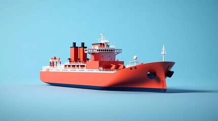 3D illustration of a fishing boat with a minimalist background. generative ai