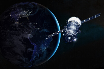 Planet Earth. Spacecraft launch into space. Elements of this image furnished by NASA. - obrazy, fototapety, plakaty