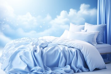 Cozy fairy magic bedroom flying in sweet dreams cloudy sky