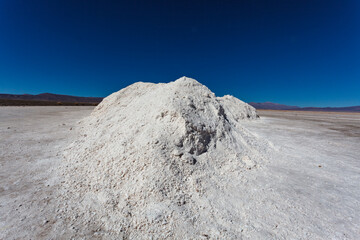 Pile of salt, Salinas Grandes salt flats in Salta, North Argentina, South America