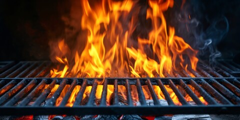 Outdoor Bbq Grill With Blazing Flames, Igniting Fiery Cooking Experience. Сoncept Street Art Tour, Graffiti Masterpieces, Urban Discoveries, Creative Expression