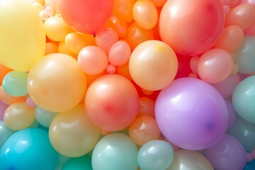 Fototapeta na wymiar A Multitude of Pastel-Colored Balloons