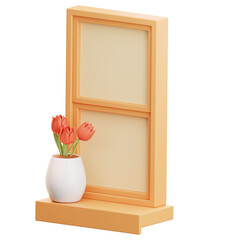 Windows and Flowers 3D Illustration