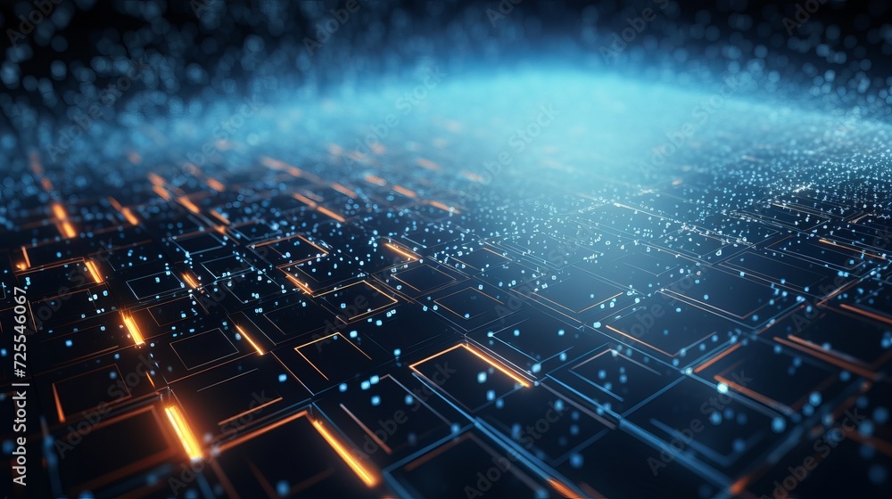 Poster abstract tech background: ai concept with big data visualization, science theme