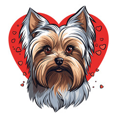 yorkshire terrier dog with heart  st valentines saint valentines vector illustration