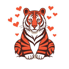 tiger cub with a heart st valentines saint valentines vector illustration
