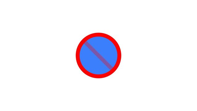 No parking sign icon animation. Transparent background. 4K Video