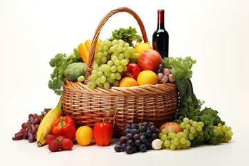 Foto op Plexiglas fresh food in a wicker basket on a white background © Graph Squad
