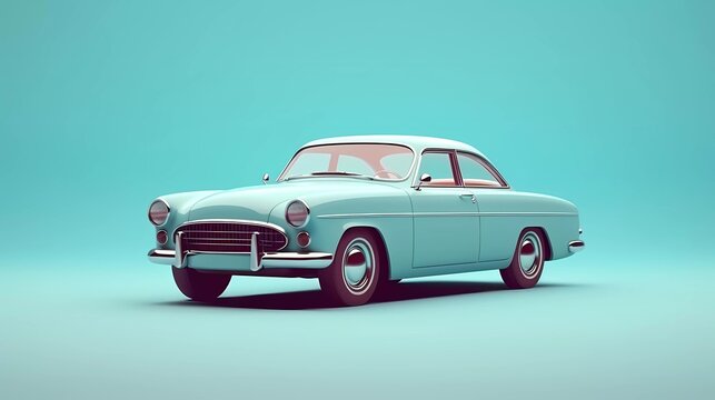 3d illustration of classic car isolated on minimalist background. generative ai
