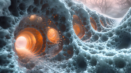 Group of Bubbles Floating on Top of a Body of Water Fractal - obrazy, fototapety, plakaty
