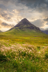 Glencoe viewpoint landscape at sunset, Highlands of Scotland, UK