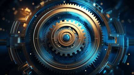 Fototapeta na wymiar Vibrant abstract technology background with gear wheel: big data concept - 3d render