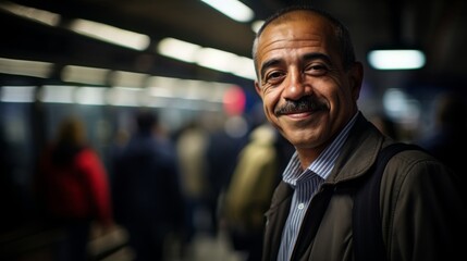 Warmly smiling station manager dedicated to smooth subway operations