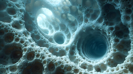 Close Up of Blue and White Substance Fractal