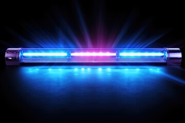 Light Bar on Police Car. Crime, Law, and Security with Blinking Blue and Red Lights