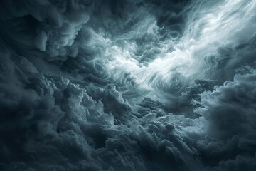 AI-generated dramatic sea of clouds - obrazy, fototapety, plakaty