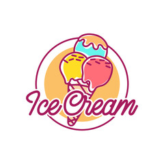 Ice Cream Logo Design. Ice cream shop logo badges and labels, gelateria signs.