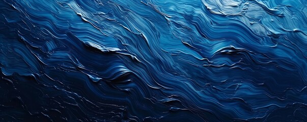 Closeup of abstract rough colorfuldark blue art painting texture background wallpaper, with oil or acrylic brushstroke waves, pallet knife paint on canvas, Generative AI - obrazy, fototapety, plakaty