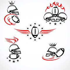 American football labels and icon set. Collection icons football. Vector