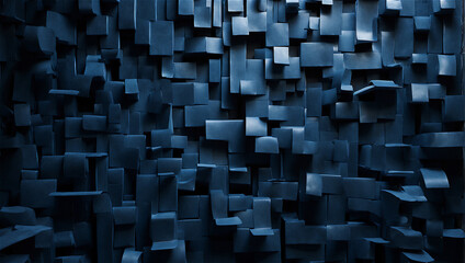 Abstract Array of Blue Cubic Shapes Creating a Modern Art Installation