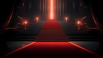 Foto op Canvas Luxurious and elegant red carpet staircase, holiday awards ceremony event © liang