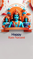 Fototapeta premium Ram Navami Template Background for Social Media, Space Text