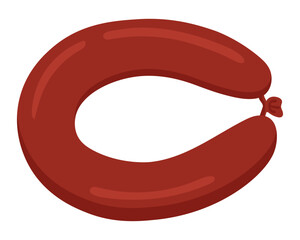Smoked sausage ring. Food. Meat product. Vector illustration. © Tetiana